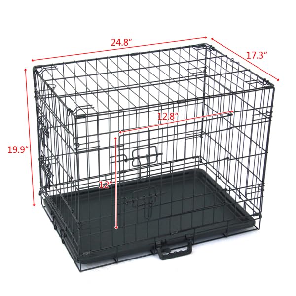 24-48 Inch Folding Dog Crate with Tray and Divider Panel Y667567