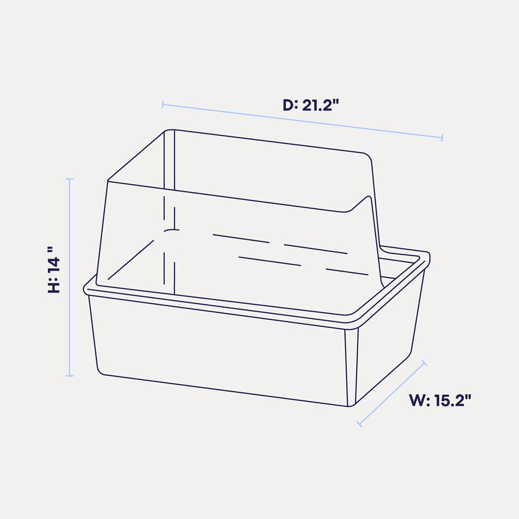 High Sided Cat Litter Box Open Top Anti-Stick Plastic White/Gray I247