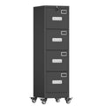 4 Drawer Metal File Cabinet with Lock, Black K115