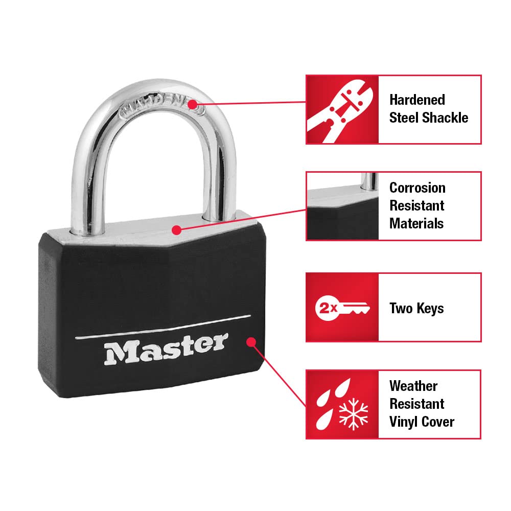 Black 4 Pack Covered Aluminum Keyed Padlock T924444