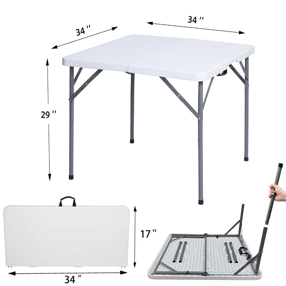 34" Square Folding Card Table White I69751