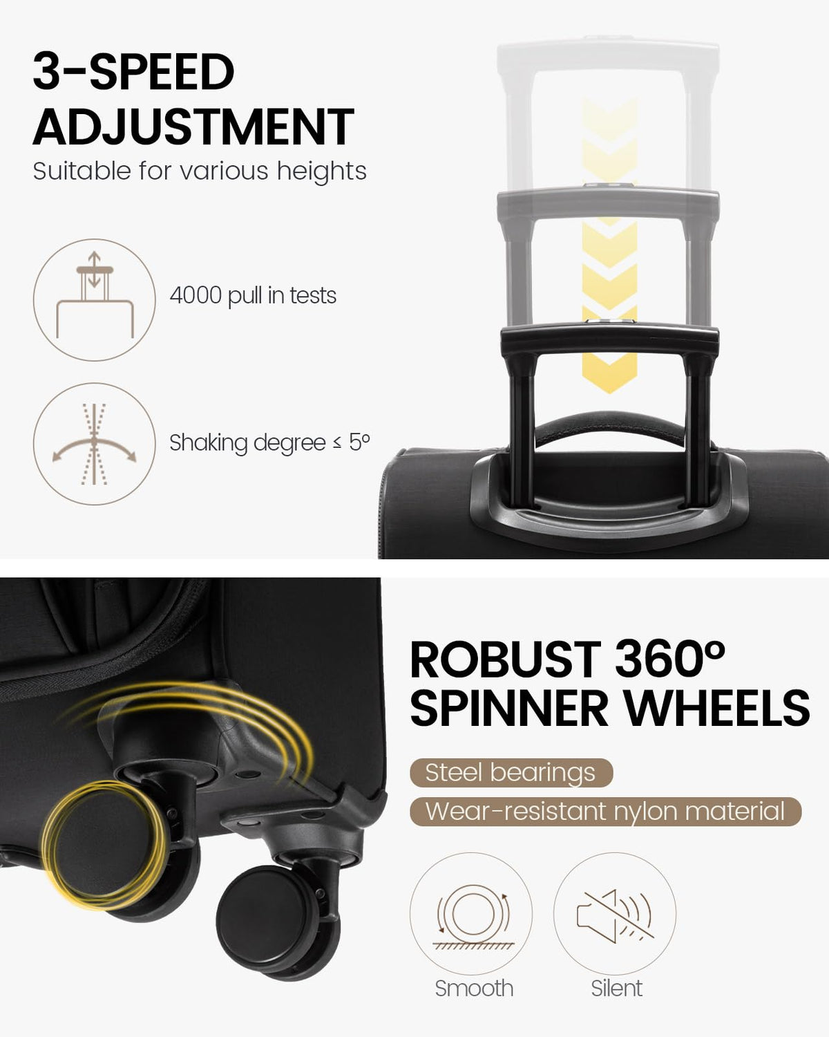16 Inch Softside Spinner Luggage with TSA Lock U891
