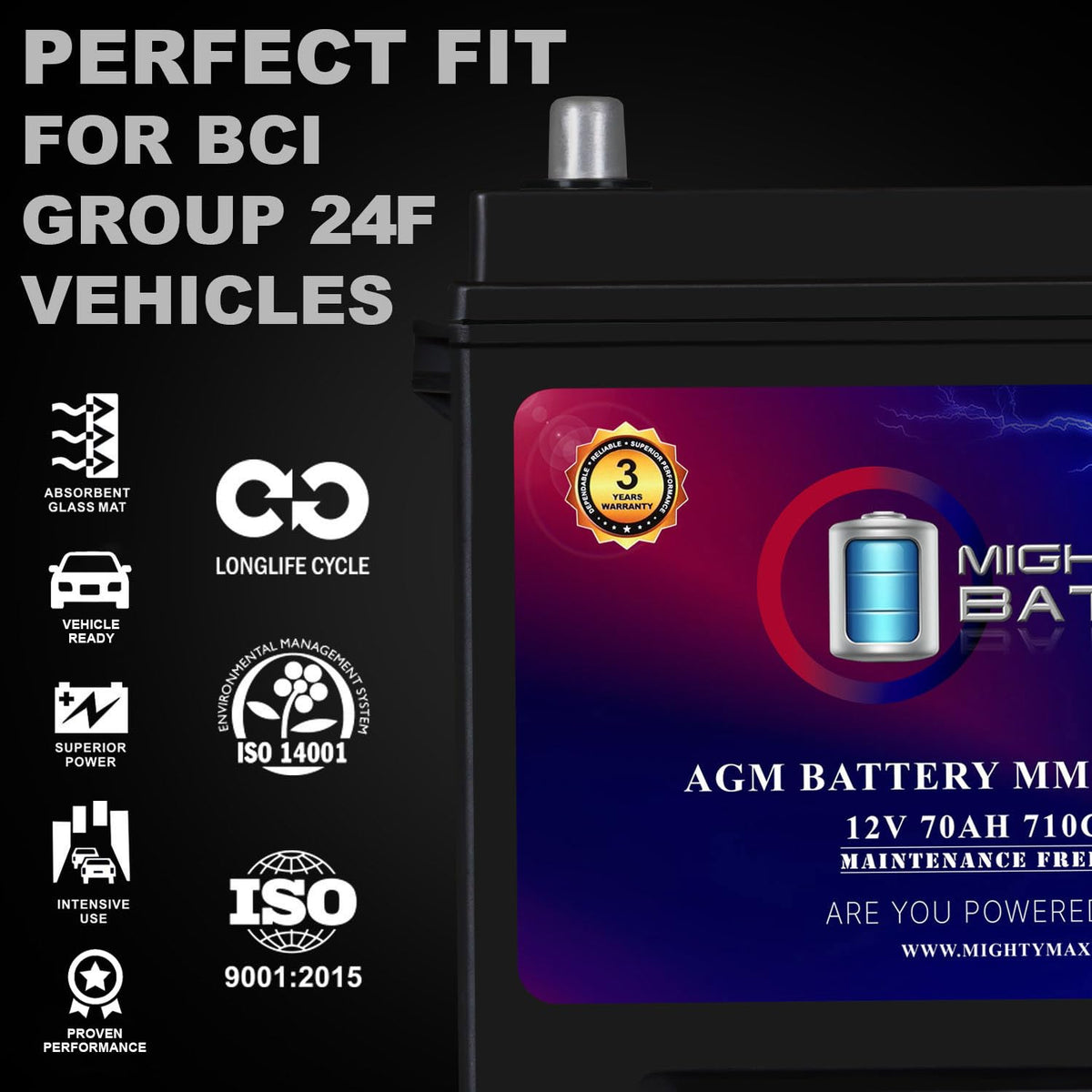 12V 70Ah AGM Replacement Battery T1445