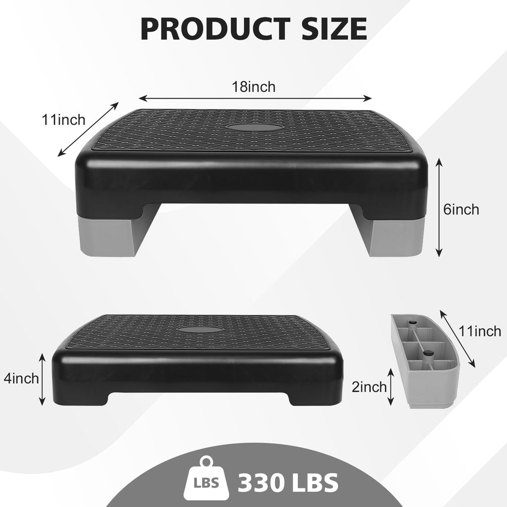 18'' Adjustable Aerobic Step Platform with 2 Risers A857458