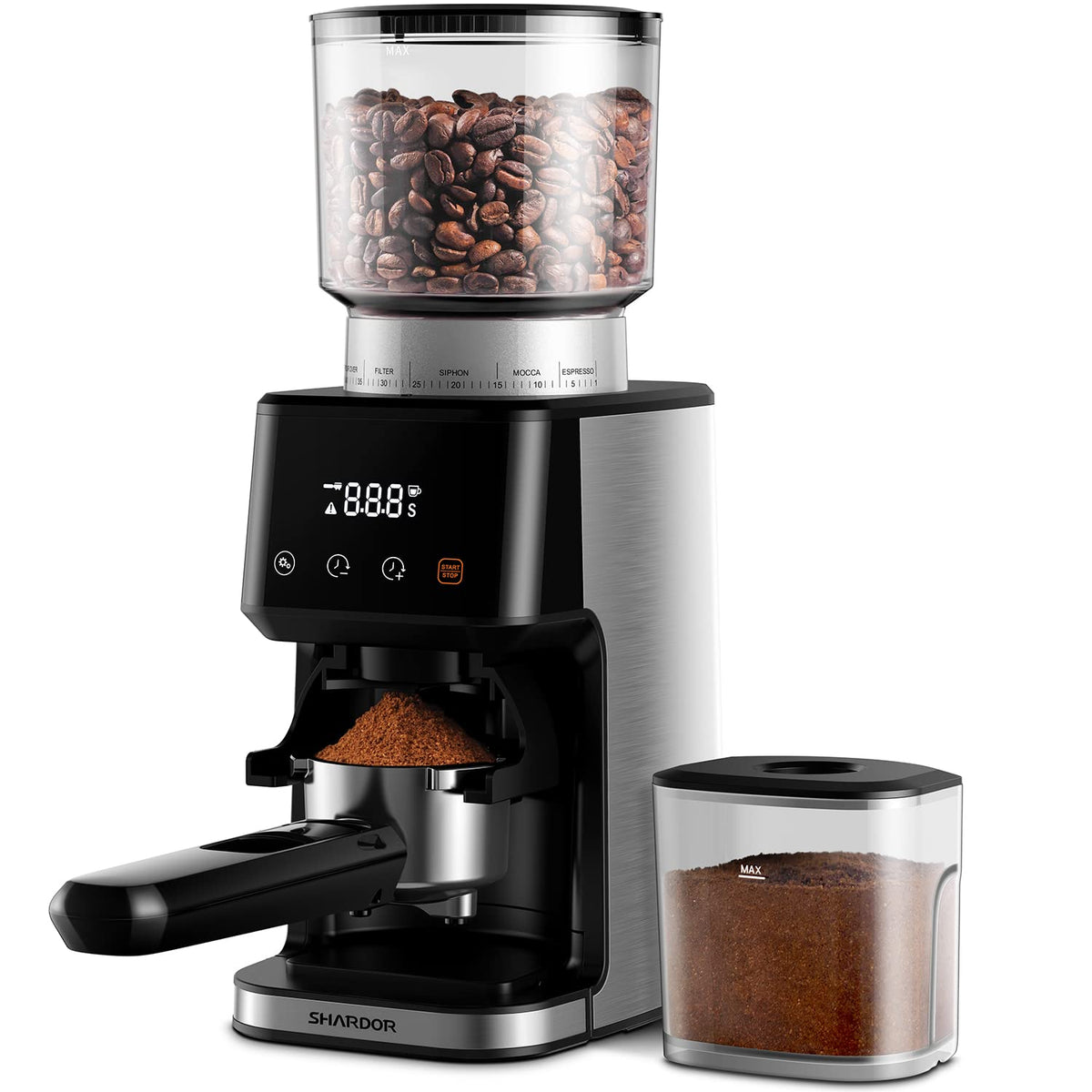 Electric Conical Burr Coffee Grinder with Timer E108480