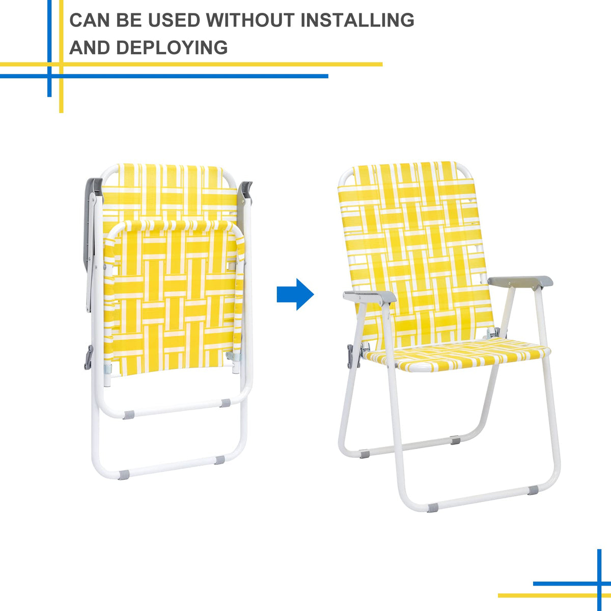 Yellow 2 Pack Folding Web Chair X3911