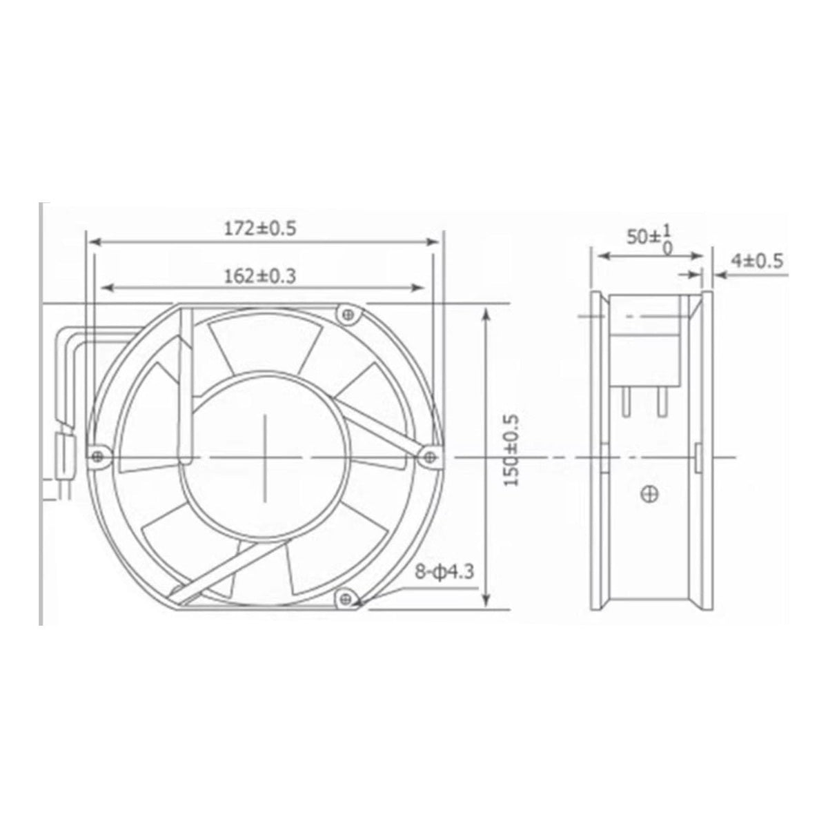 24V 172mm Cooling Fan 3Pin 3Wire Dual Ball N283647