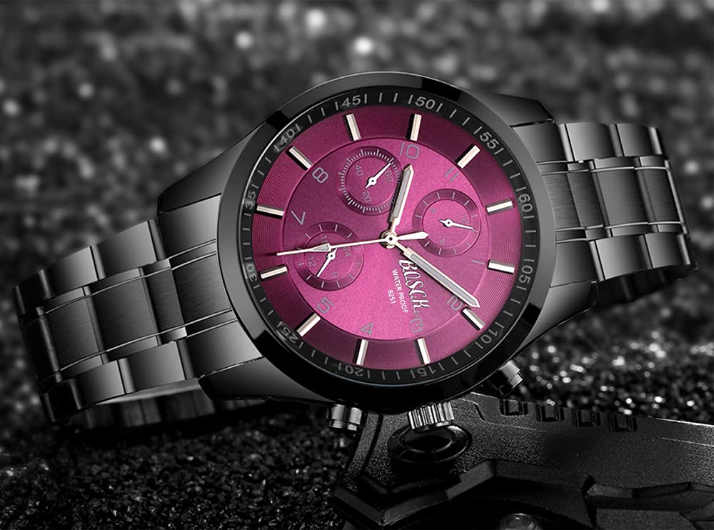 40mm Analog Watch with Auto Date & Day Display, Stainless Steel, 30M Waterproof D383
