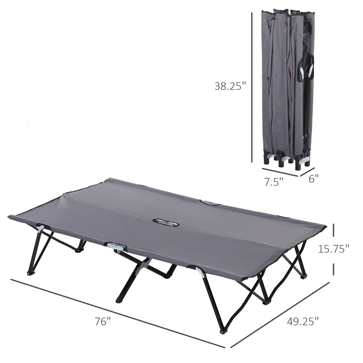 2 Person Folding Camping Cot with Carry Bag R64371