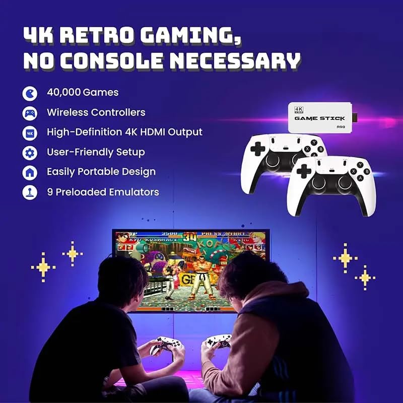 4K Wireless Retro Game Stick with 40000 Games and 26 Emulators A95490