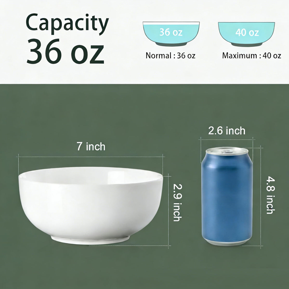 40 oz White Ceramic Bowl Set of 4 U80233