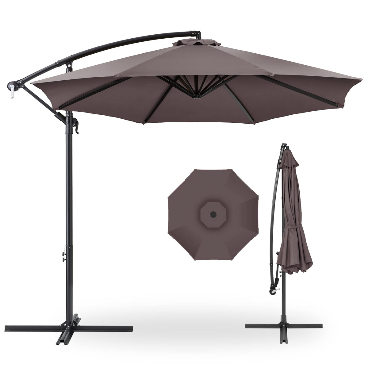 10ft Offset Hanging Patio Umbrella with Easy Tilt Adjustment D546