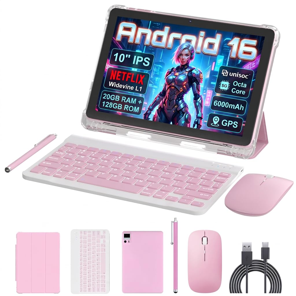 10 Inch 2 in 1 Tablet with Keyboard Kit & Case Pink N7885