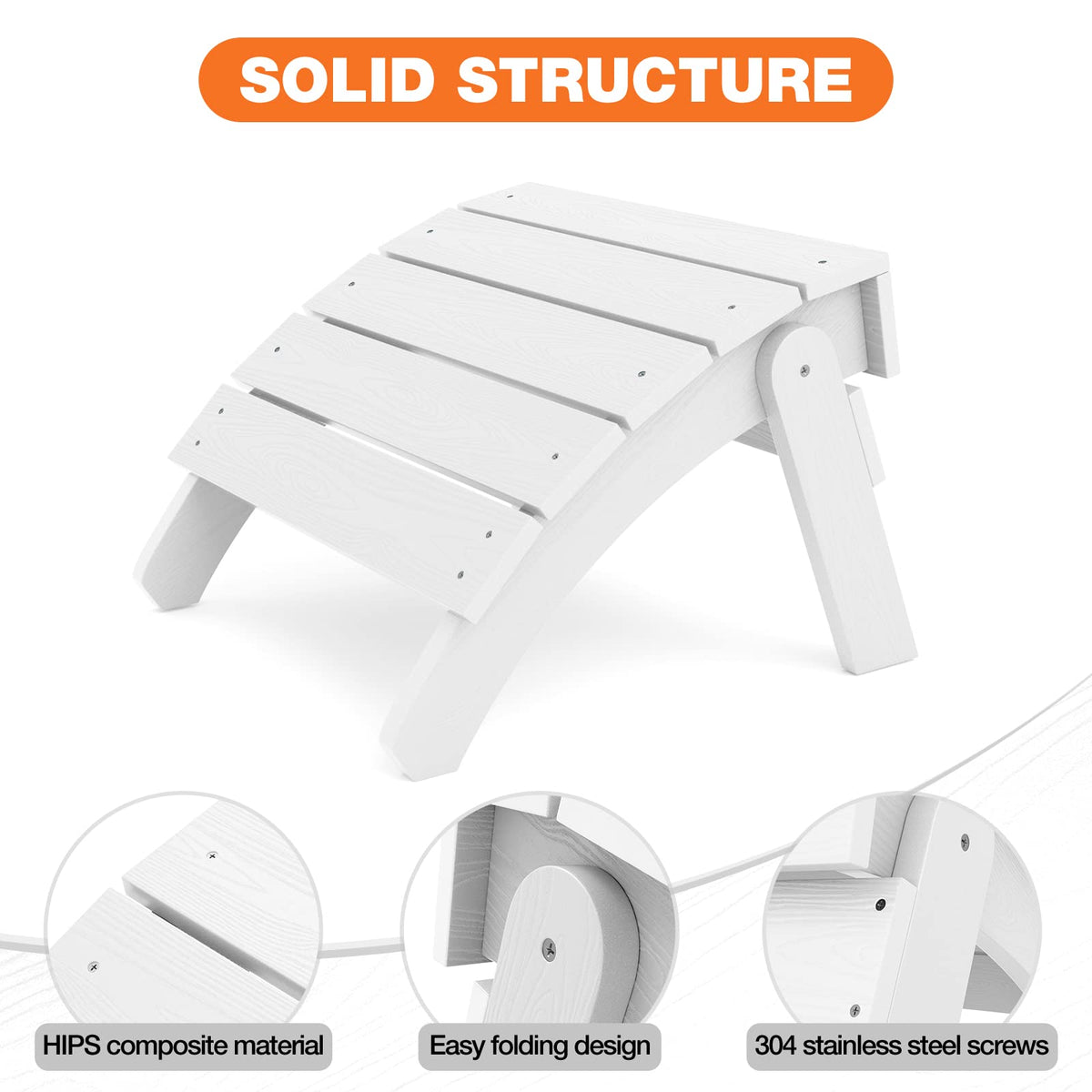White Folding Adirondack Ottoman Set of 2 J287