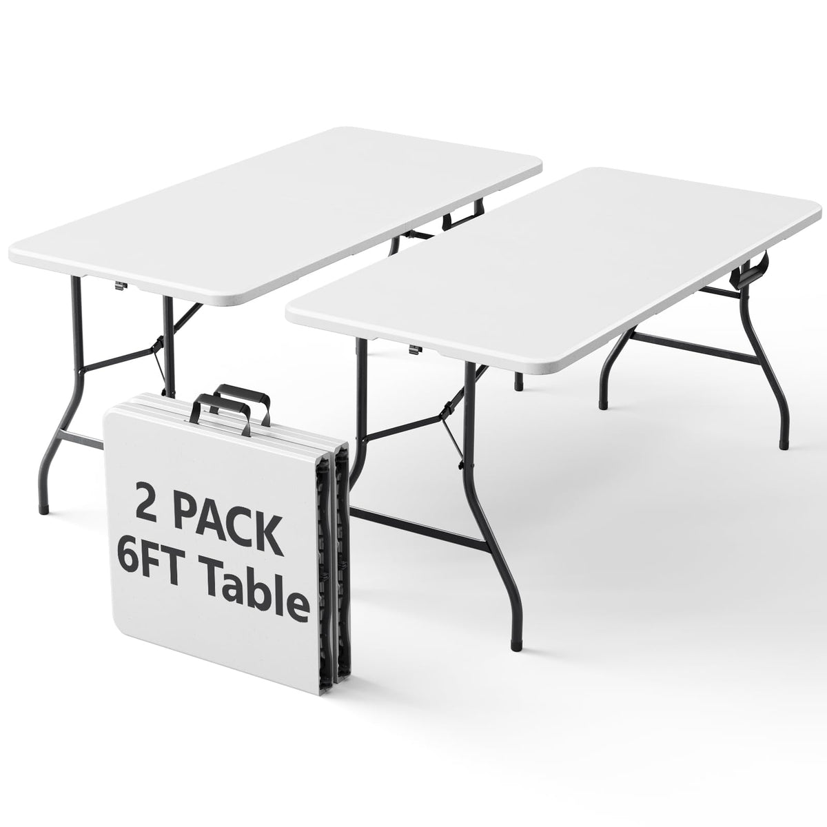 2 Pack 6ft Heavy Duty Folding Table White N6505