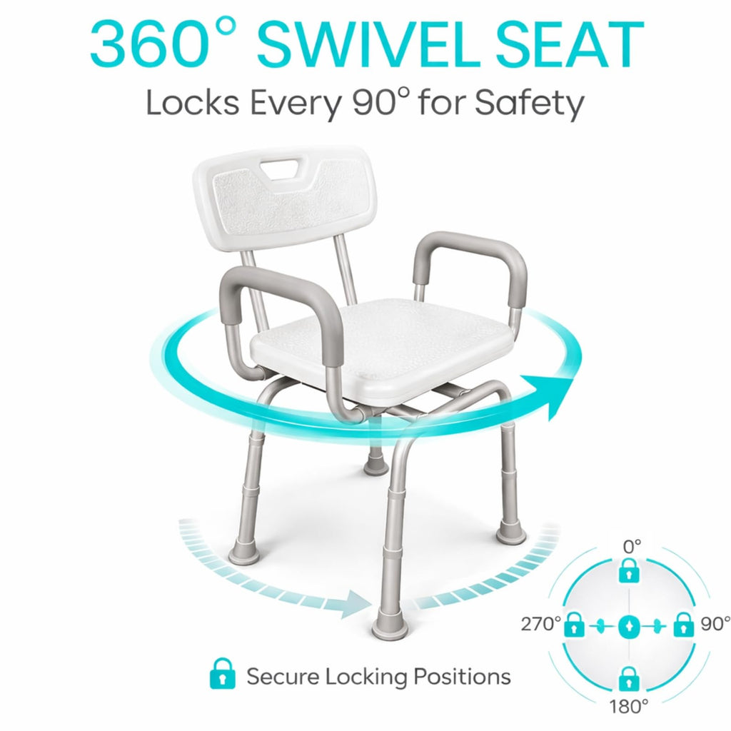 Swivel Shower Chair with Removable Back & Arms M1037