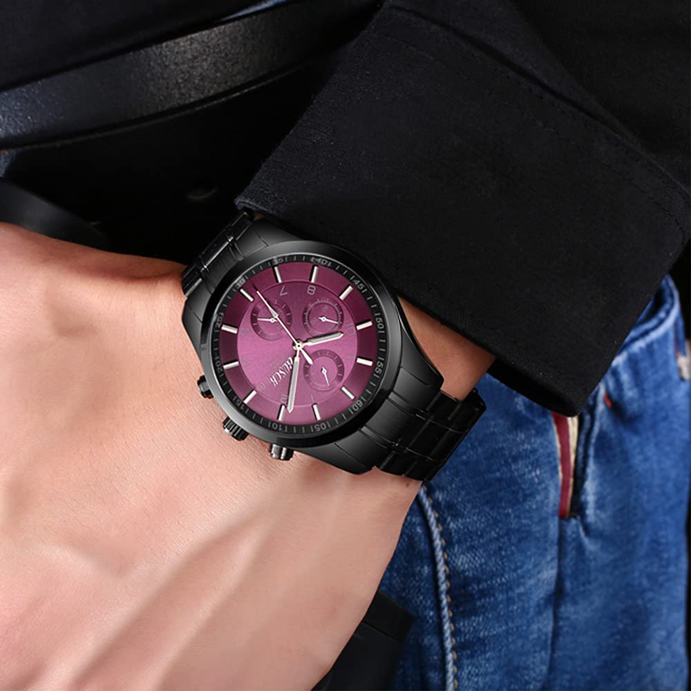 40mm Analog Watch with Auto Date & Day Display, Stainless Steel, 30M Waterproof D383