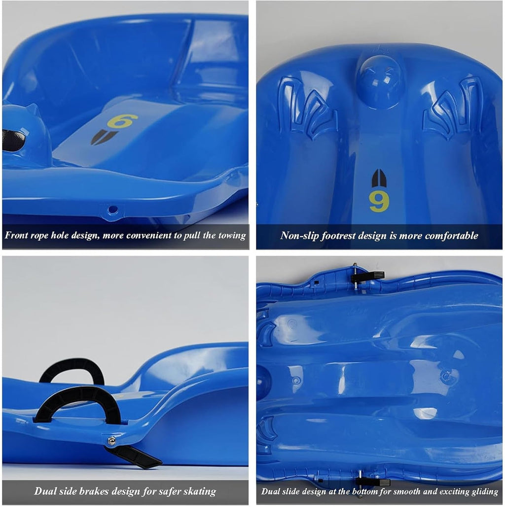 Plastic Toboggan Snow Sled with Pull Rope and Handle Y13757