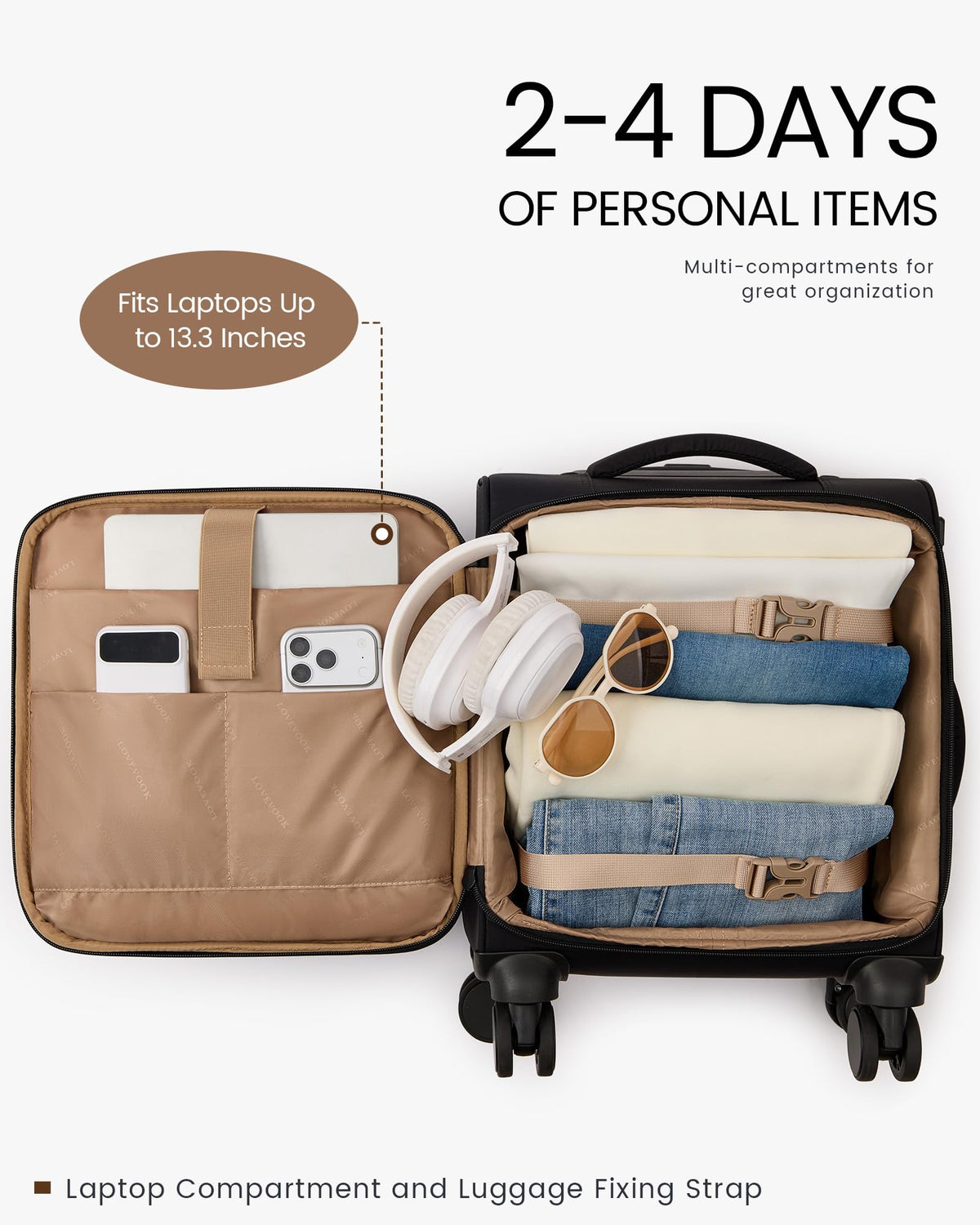 16 Inch Softside Spinner Luggage with TSA Lock U891