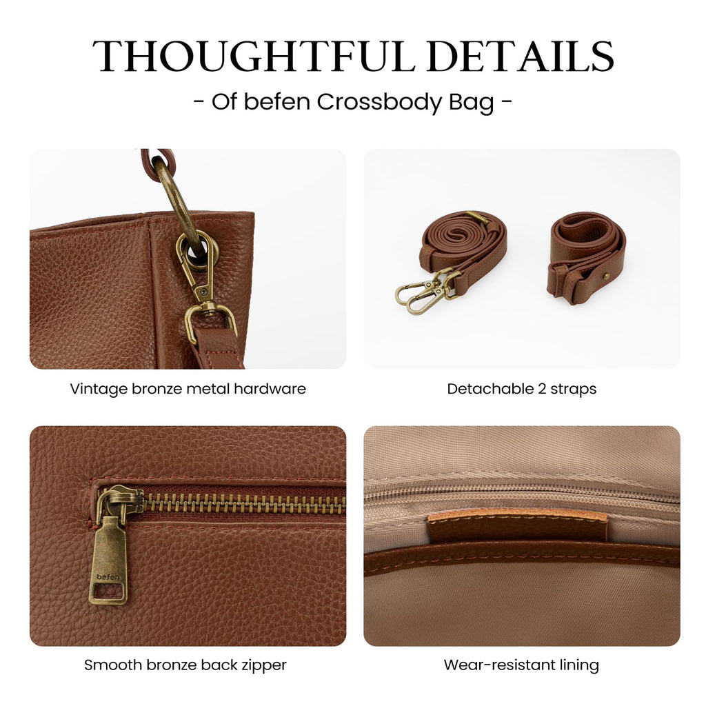 Genuine Leather Hobo Crossbody Bags with 2 Detachable Straps E490243