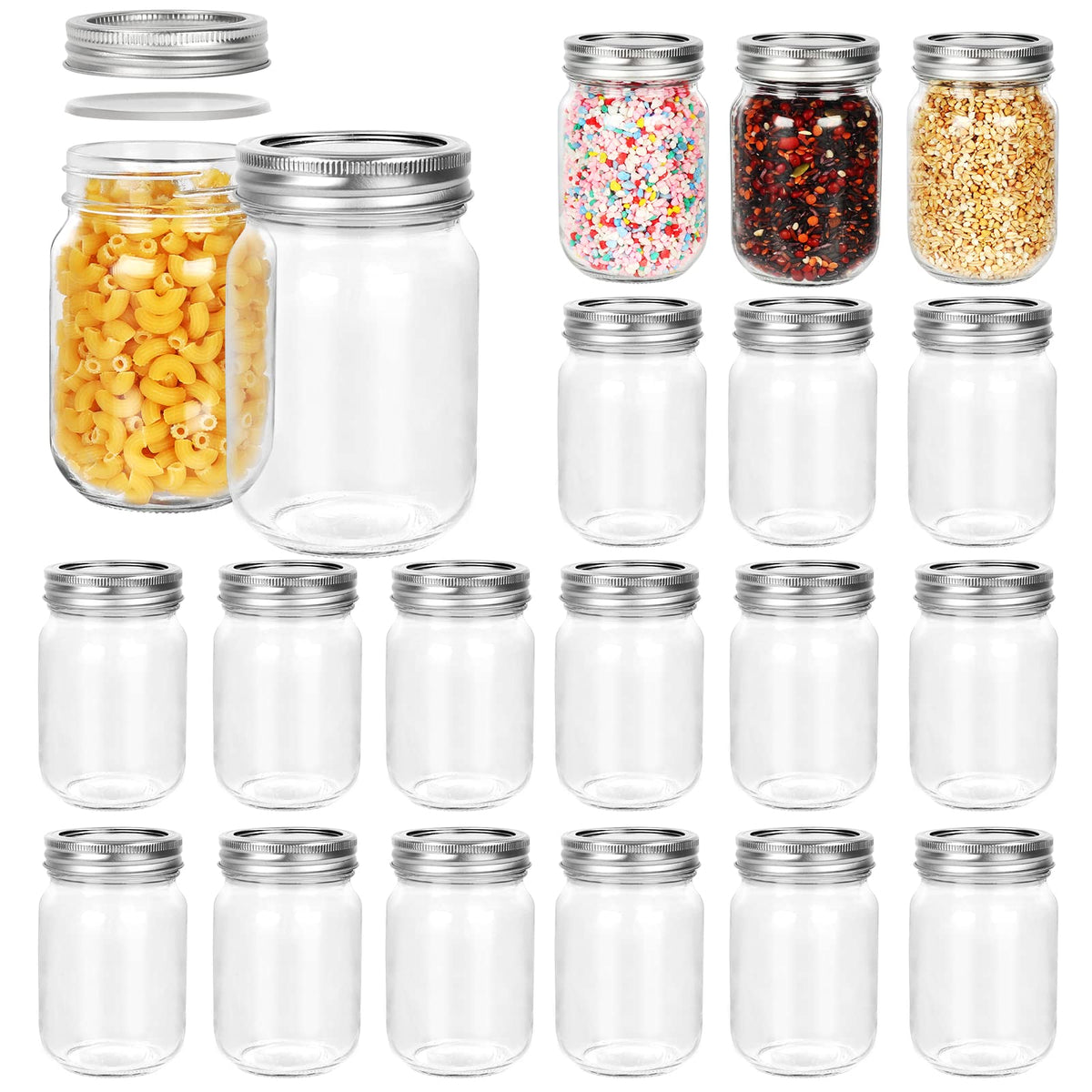 12 oz Glass Mason Jar, 20 Pack Canning Jars with Lids A31120