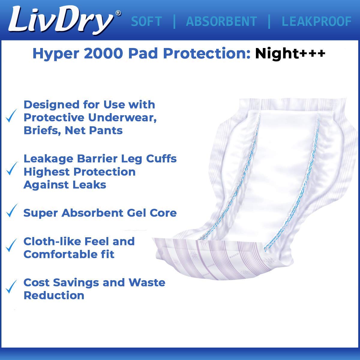 Adult 2XL Incontinence Underwear with Booster Pad Inserts N178