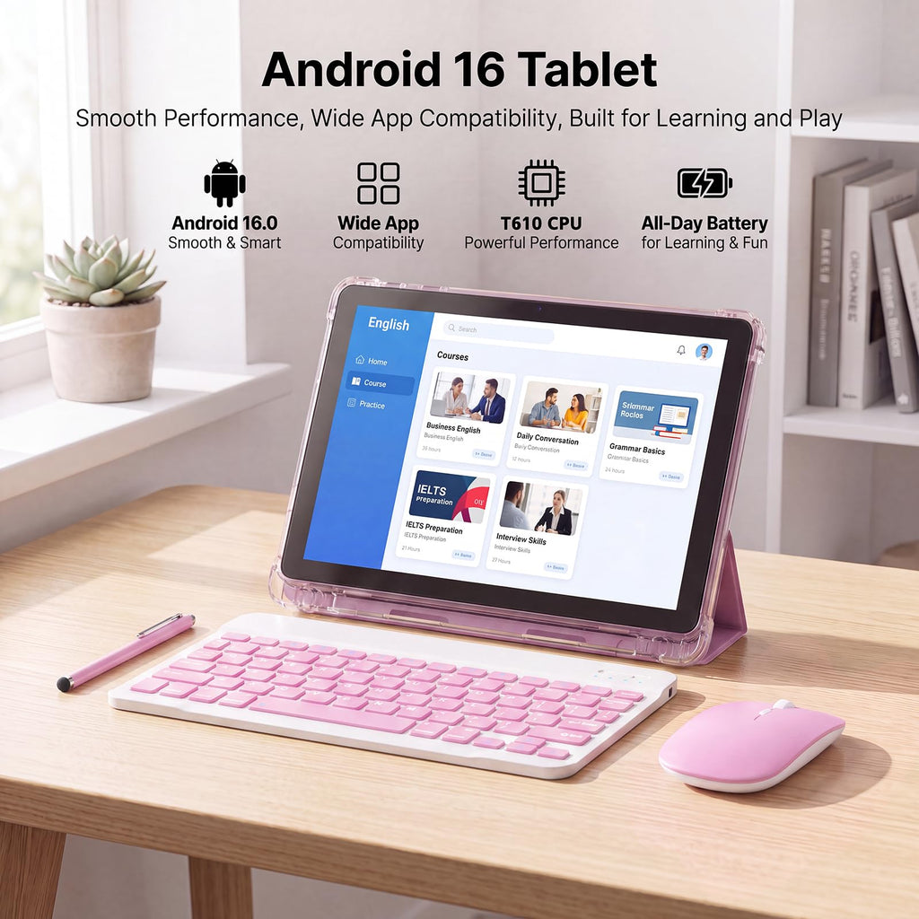 10 Inch 2 in 1 Tablet with Keyboard Kit & Case Pink N7885