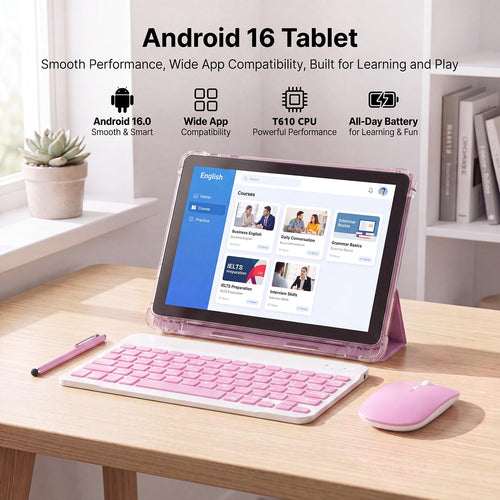 10 Inch 2 in 1 Tablet with Keyboard Kit & Case Pink N7885