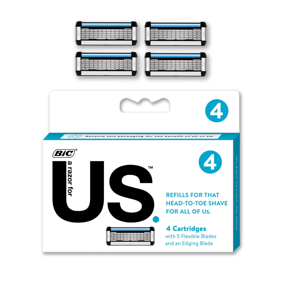 5 Flexible Blade Unisex Razor Refills 4-Count S884