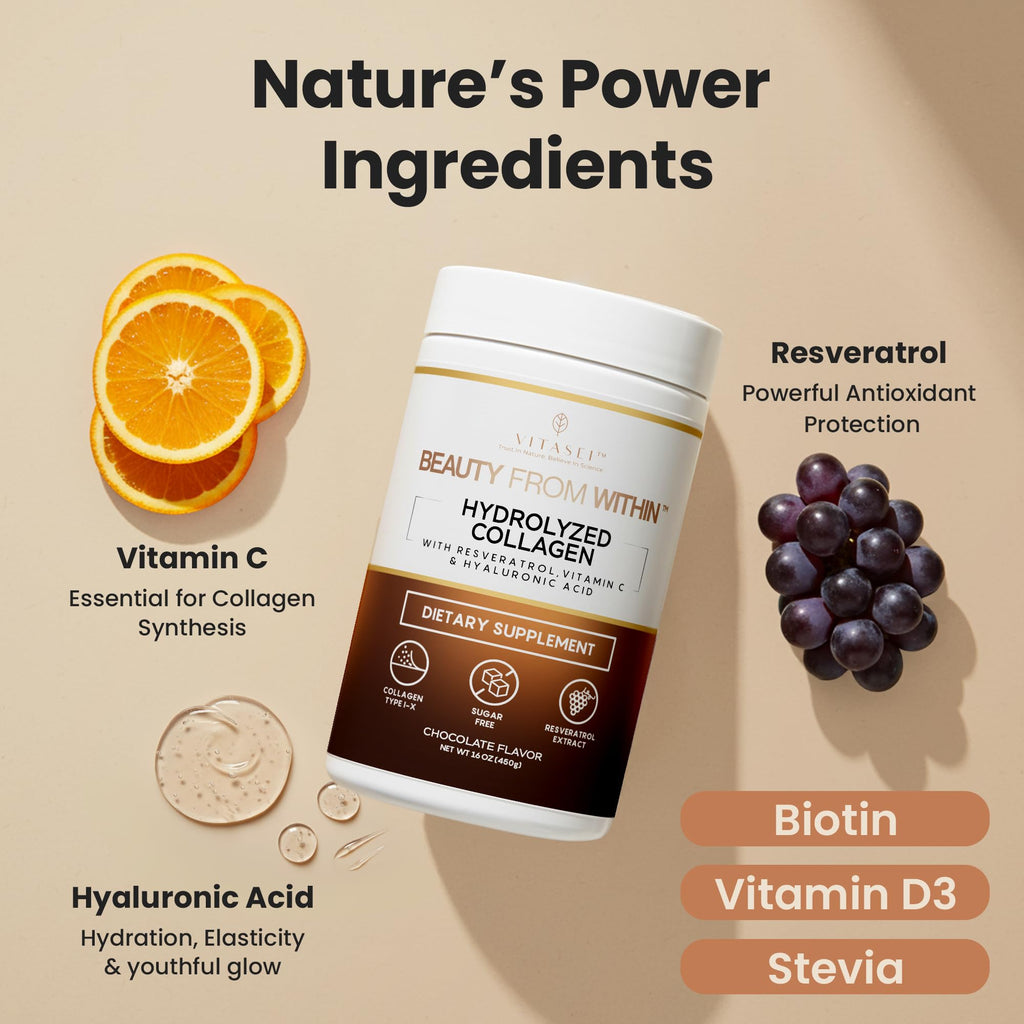 Hydrolyzed Collagen Peptide Powder Drink Chocolate Flavored 16oz R66330