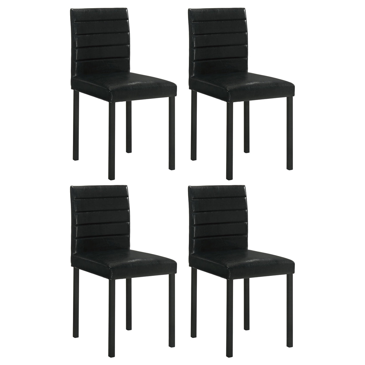 Black Faux Leather Dining Side Chair Set of 4 P499