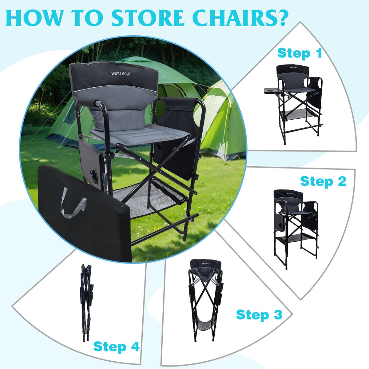 Tall Folding Director Chair with Side Table Carry Bag O852887
