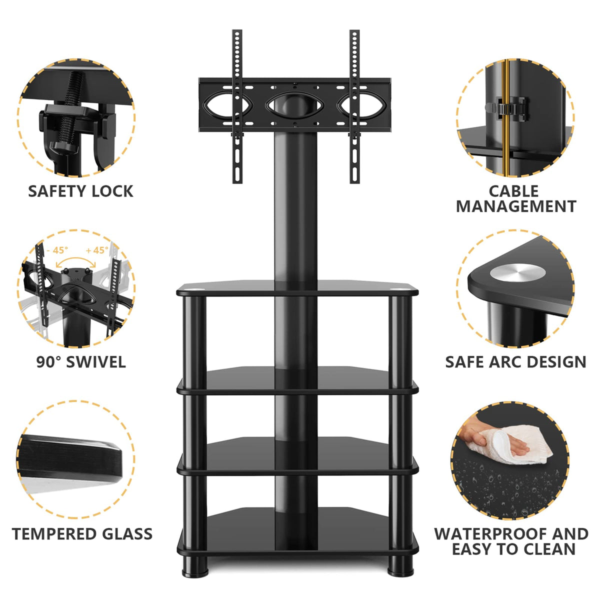 4-Tiers Swivel TV Stand for 32-70 inch TVs T71532