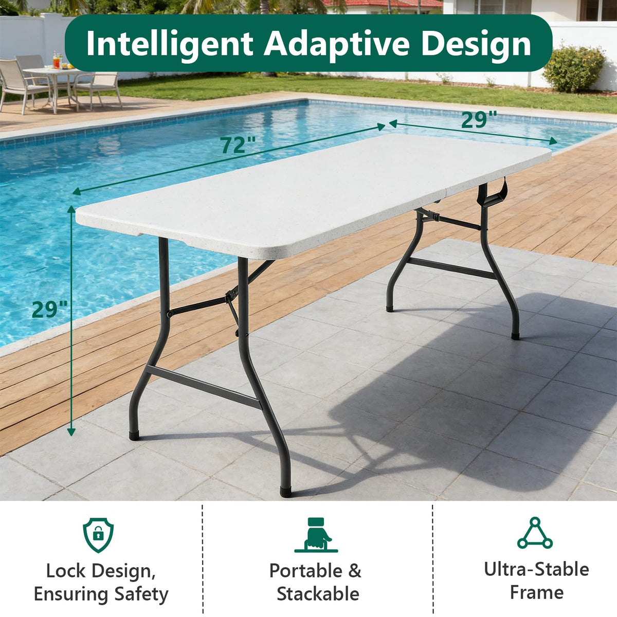 2 Pack 6ft Heavy Duty Folding Table White N6505