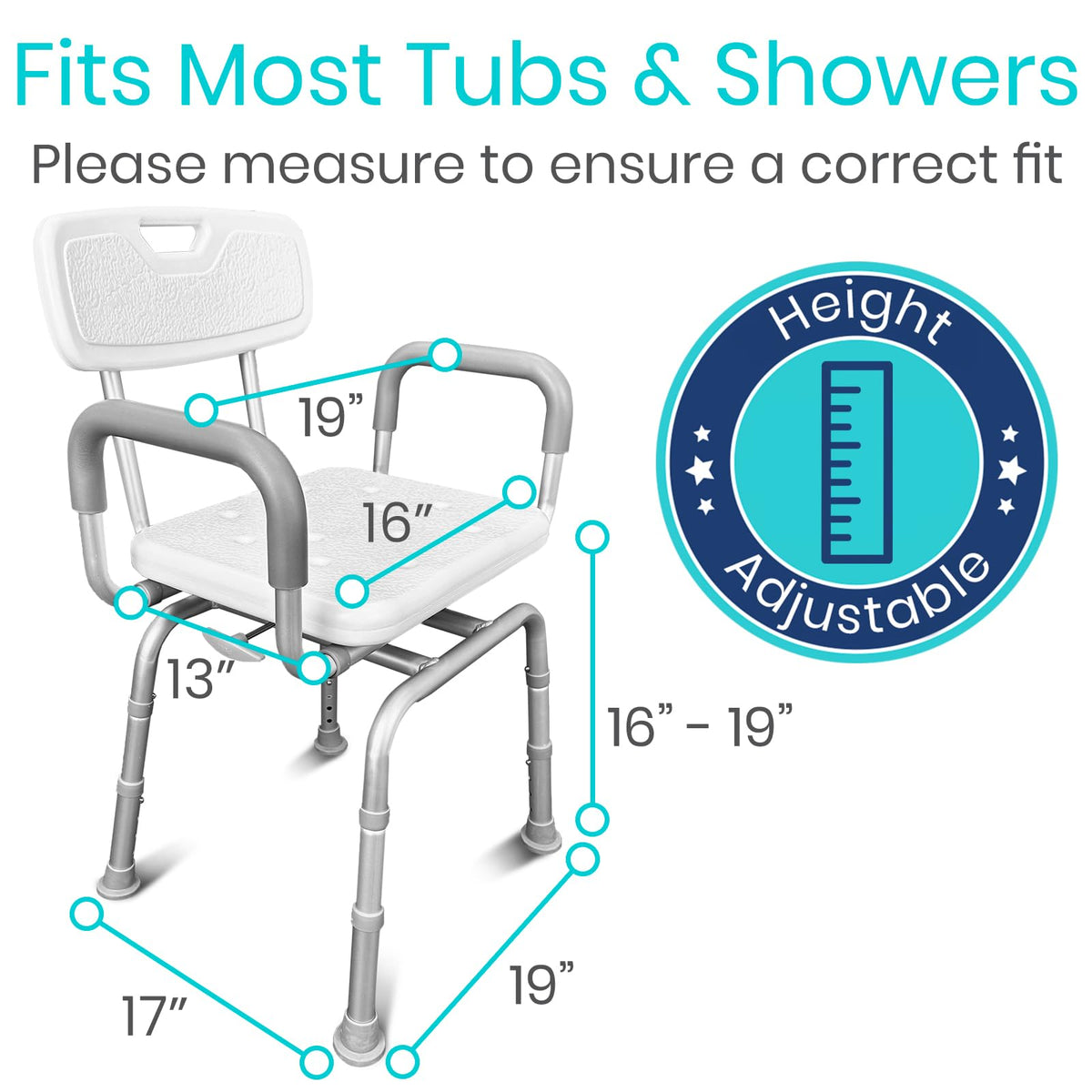 Swivel Shower Chair with Removable Back & Arms M1037