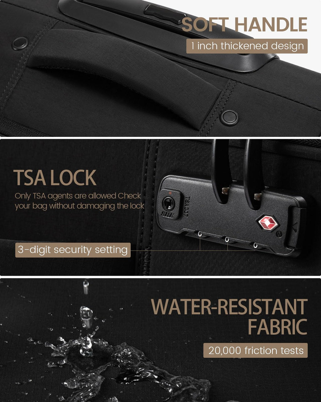 16 Inch Softside Spinner Luggage with TSA Lock U891
