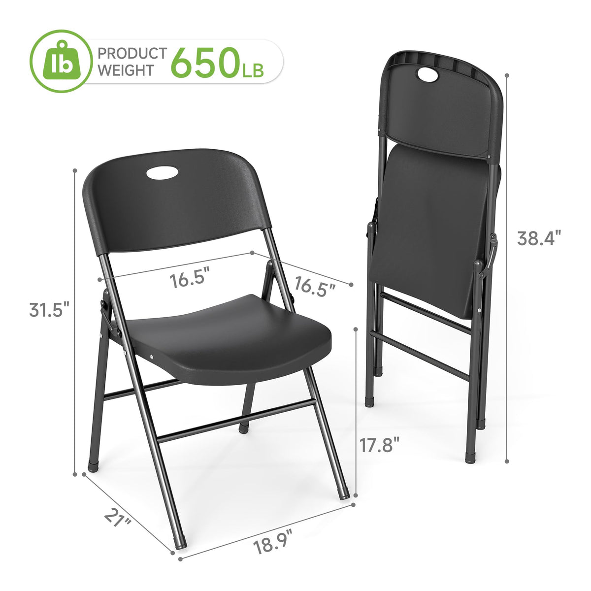 Folding Chairs Set of 10 Black T51977