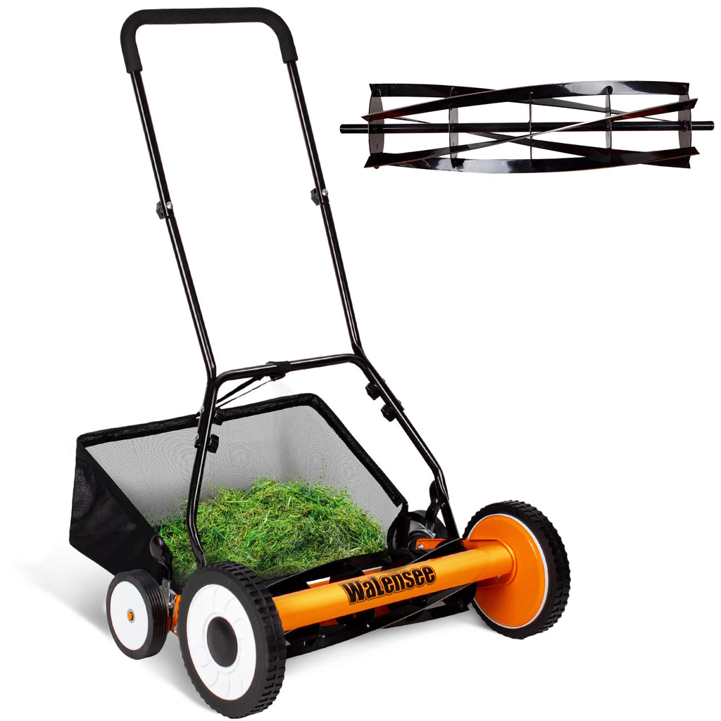 20-Inch 5-Blade Manual Reel Lawn Mower with Grass Catcher E161