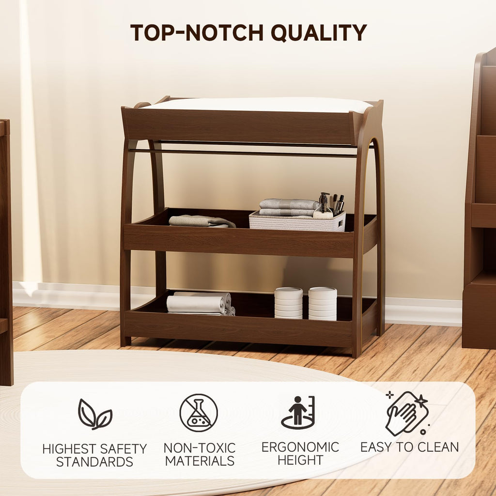 Wood 2-Tier Baby Changing Table W422