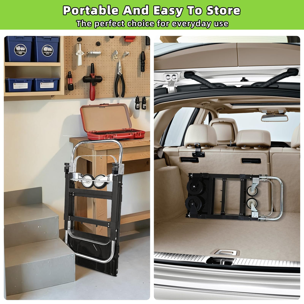 3 in 1 Folding Hand Truck, 600Lbs Capacity Collapsible Cart with Retractable Handle and 4 Rubber Wheels C50256