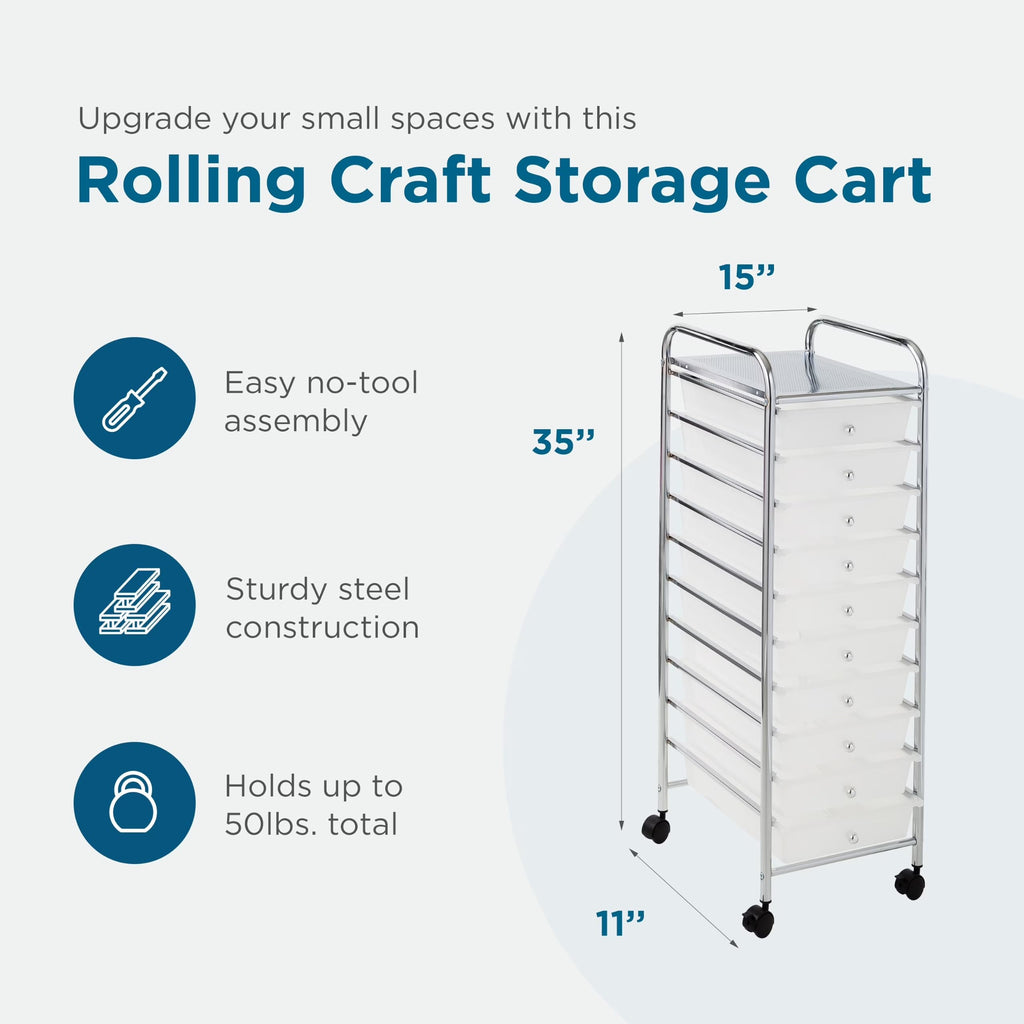 10 Drawer Rolling Storage Cart O7583