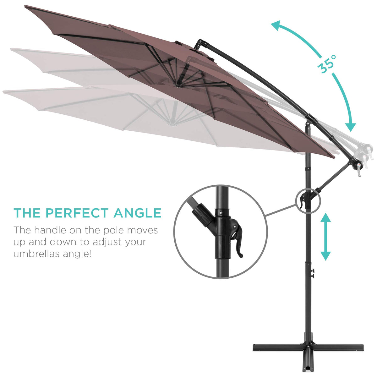 10ft Offset Hanging Patio Umbrella with Easy Tilt Adjustment D546