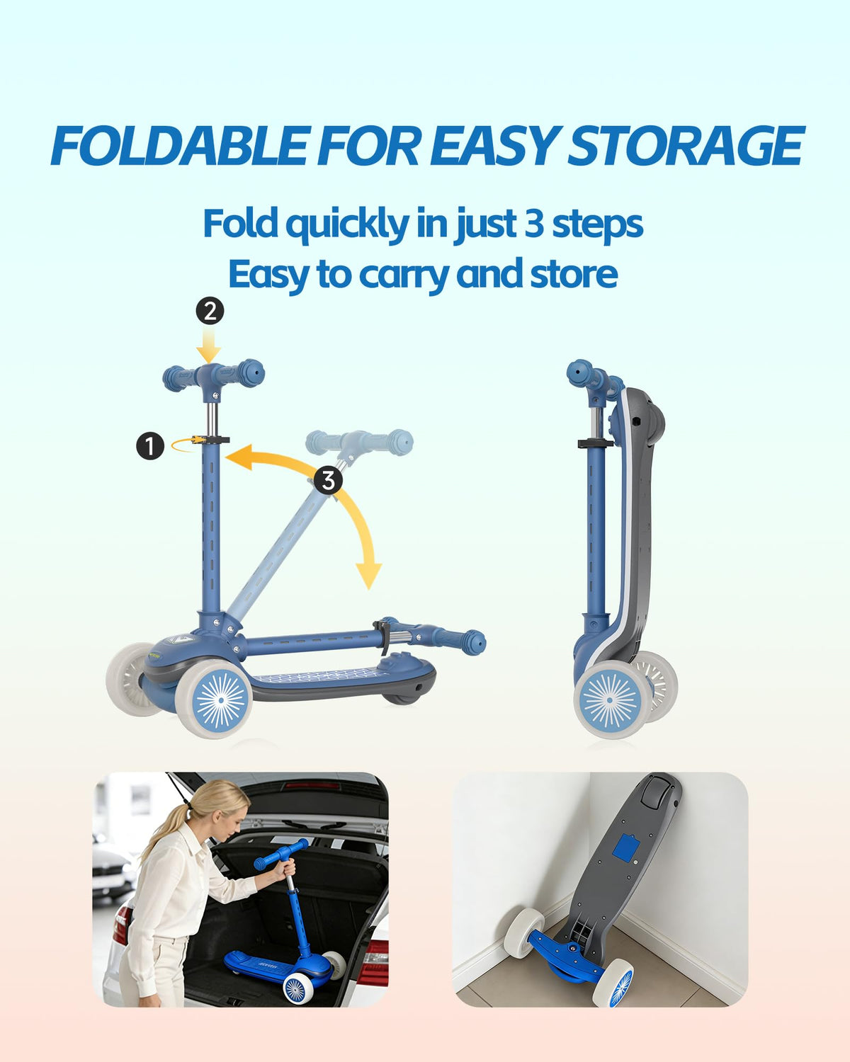 3 Wheel Kids Scooter with Light-Up Wheels B355