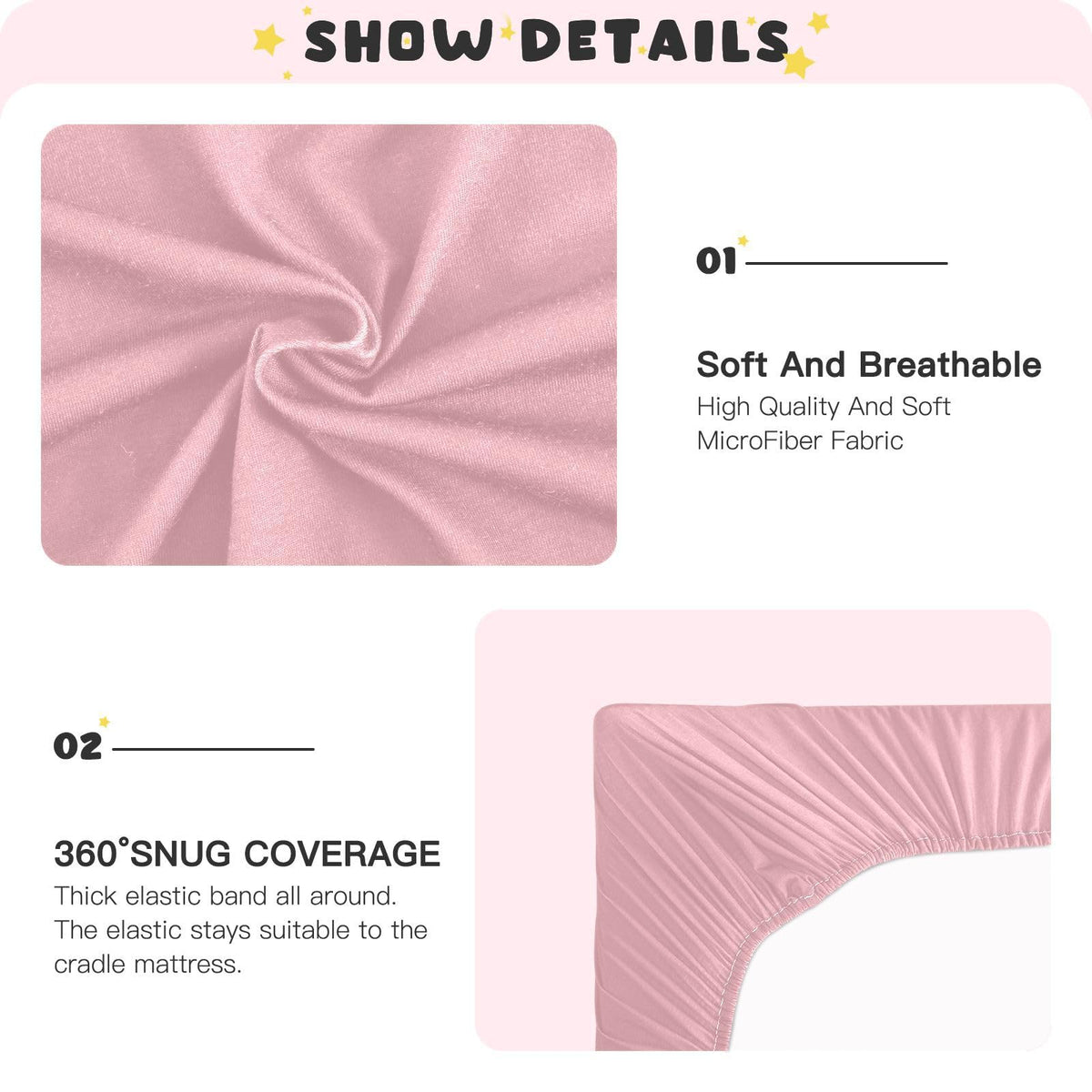 Pink Fitted Crib Sheet Microfiber Z8430