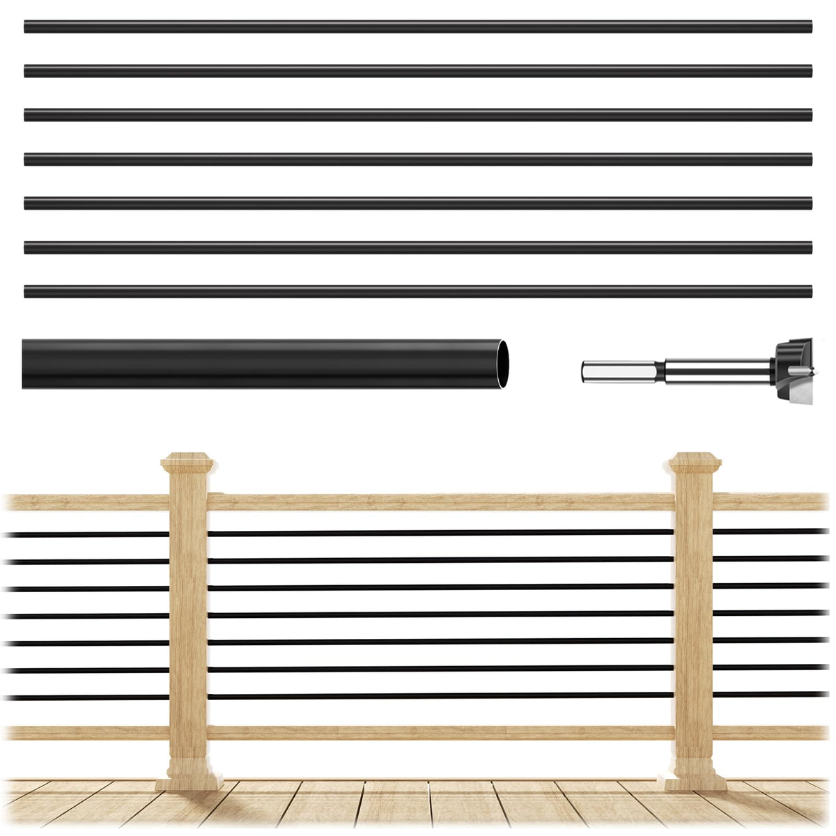 7 Pack 4.7 FT x 19/32 inch Aluminum Balusters H775