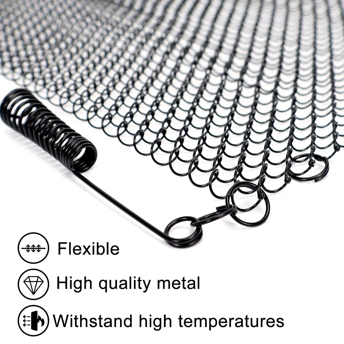 2 Pack Black Metal Fireplace Mesh Screen Curtain B136415