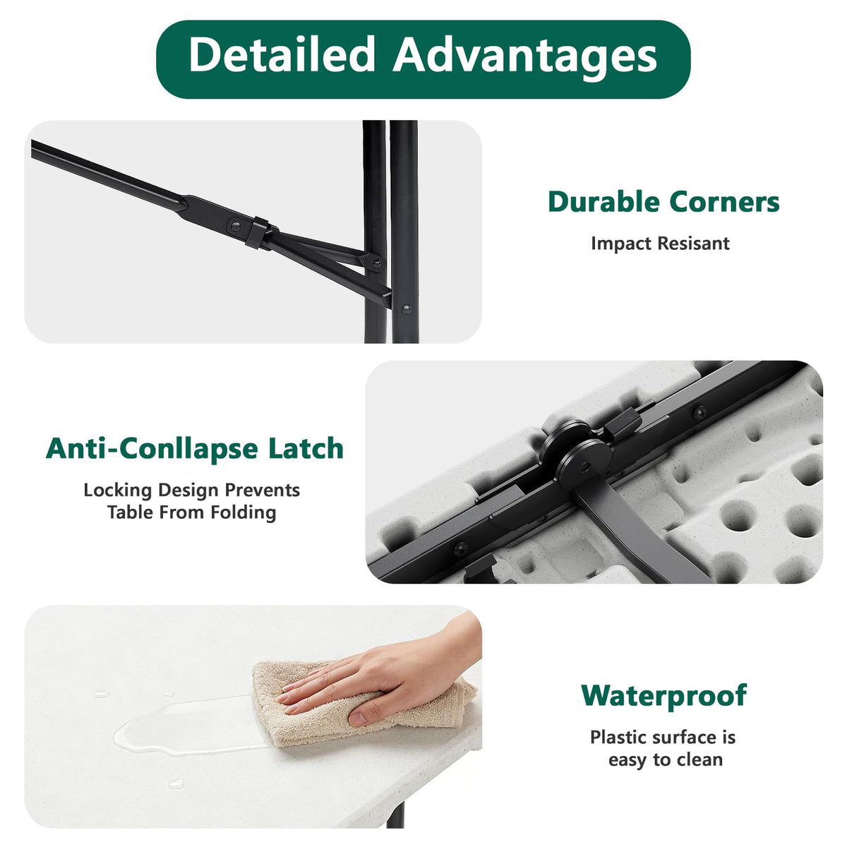 2 Pack 6ft Heavy Duty Folding Table White N6505