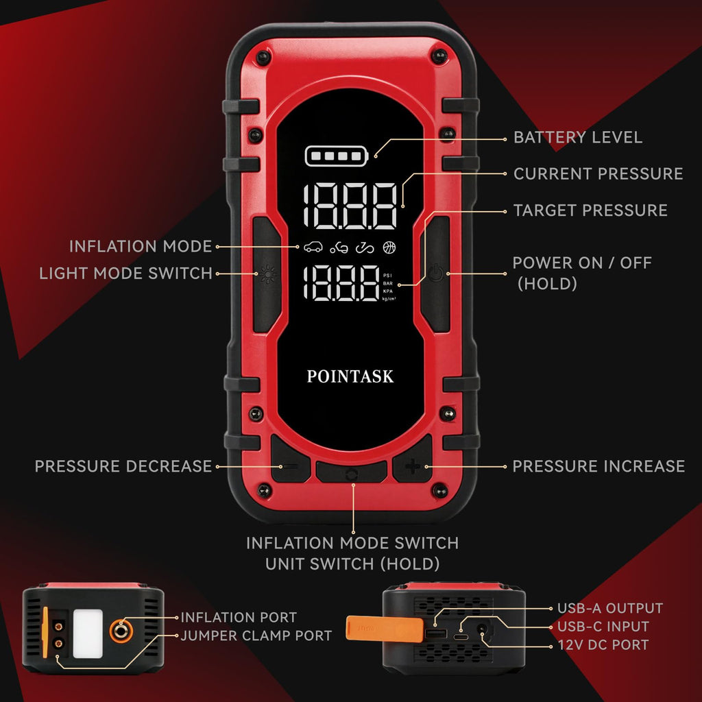 12V Portable Car Jump Starter with Air Compressor Q16348