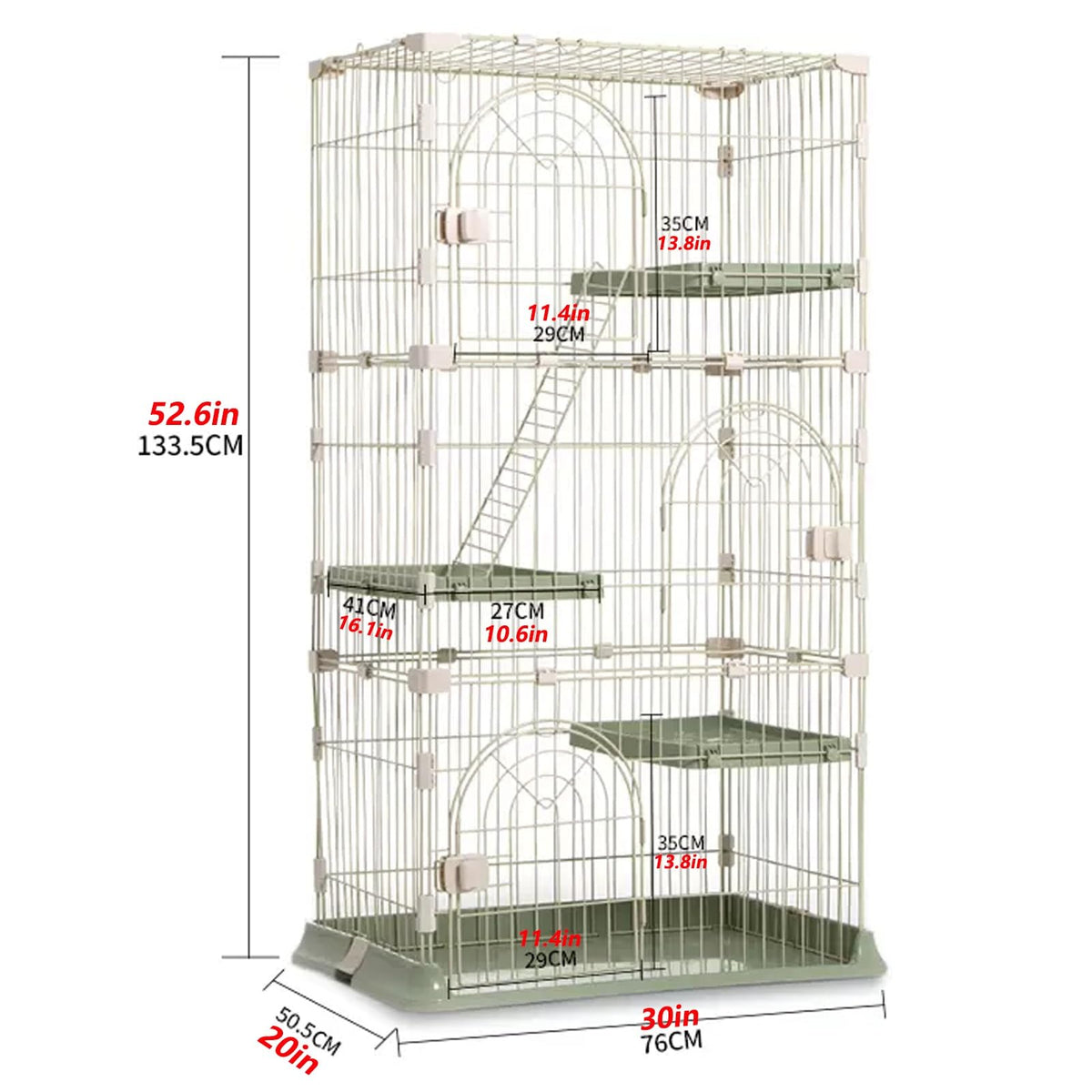 3/4-Tier Wire Cat Cage Playpen Kennel with Hammock B52776