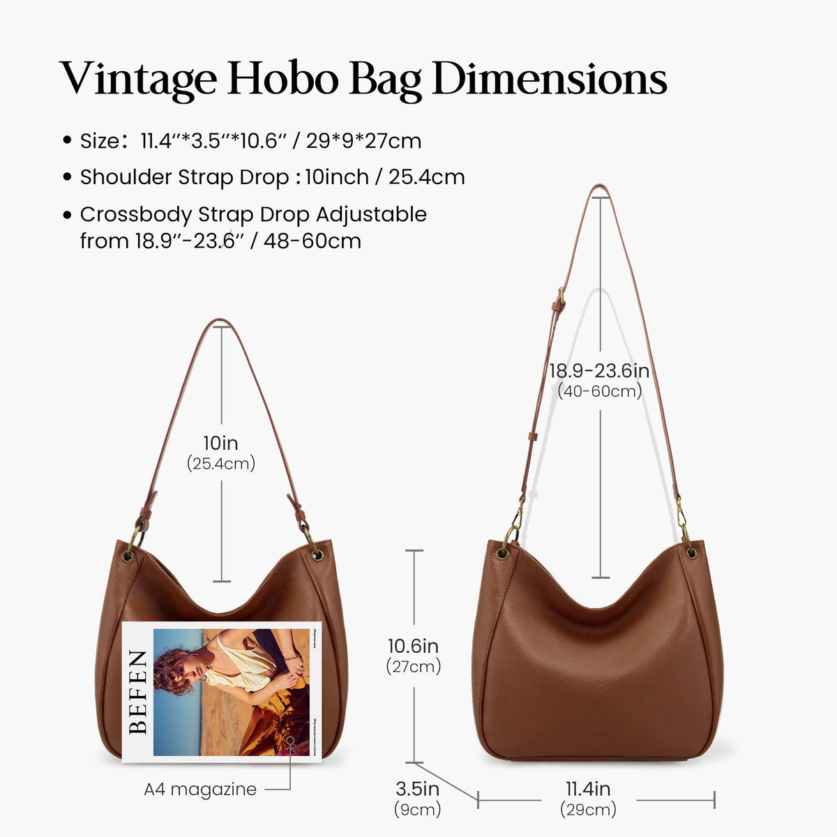 Genuine Leather Hobo Crossbody Bags with 2 Detachable Straps E490243